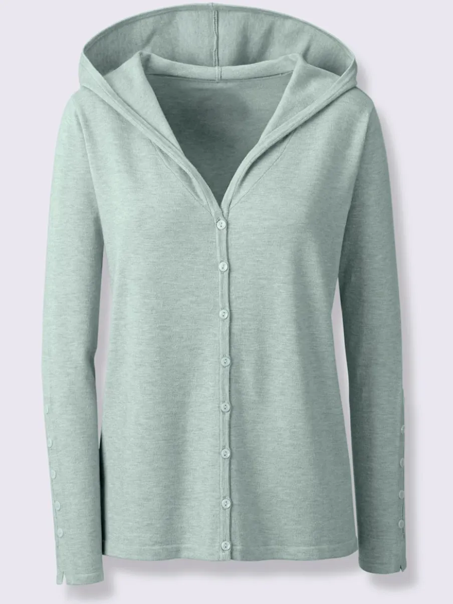 Cardigan à capuche en tricot doux avec boutons décoratifs