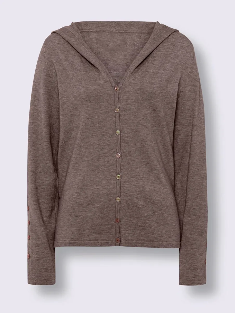 Cardigan à capuche en tricot doux avec boutons décoratifs