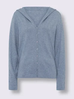 Cardigan à capuche en tricot doux avec boutons décoratifs