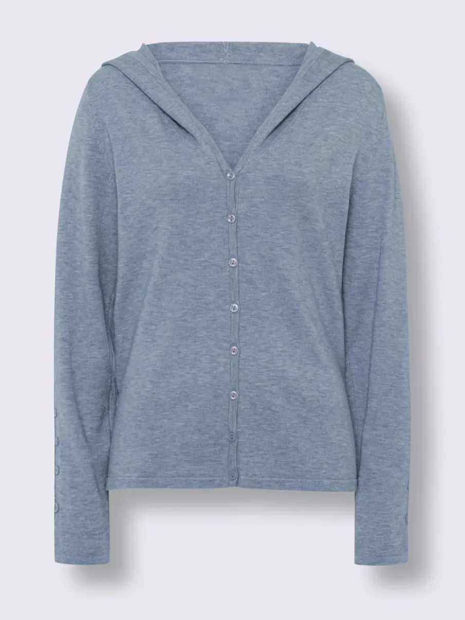 Cardigan à capuche en tricot doux avec boutons décoratifs
