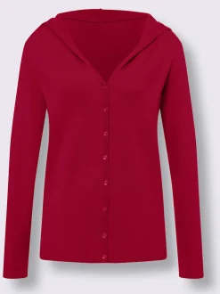 Cardigan à capuche en tricot doux avec boutons décoratifs