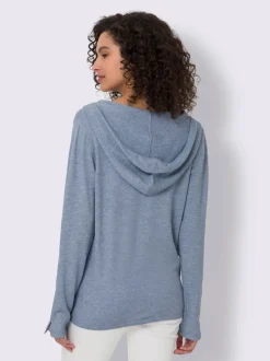 Cardigan à capuche en tricot doux avec boutons décoratifs