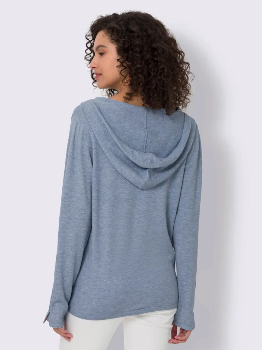 Cardigan à capuche en tricot doux avec boutons décoratifs