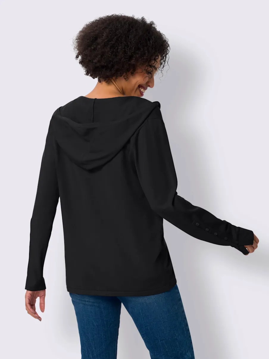 Cardigan à capuche en tricot doux avec boutons décoratifs
