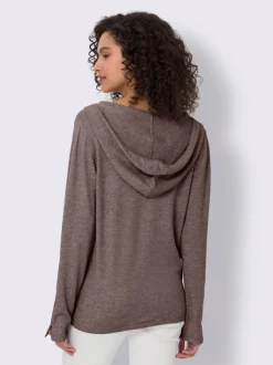 Cardigan à capuche en tricot doux avec boutons décoratifs