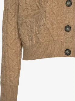 Cardigan court en tricot à motif torsadé avec poches et boutons