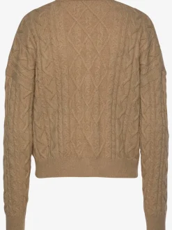 Cardigan court en tricot à motif torsadé avec poches et boutons
