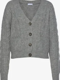 Cardigan court en tricot à motif torsadé avec poches et boutons