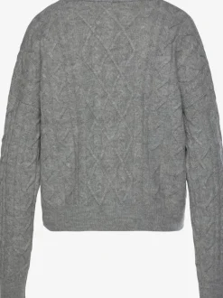 Cardigan court en tricot à motif torsadé avec poches et boutons