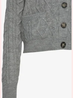 Cardigan court en tricot à motif torsadé avec poches et boutons