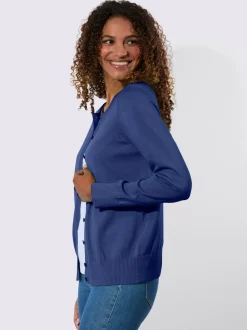 Cardigan en coton à encolure ronde et manches longues
