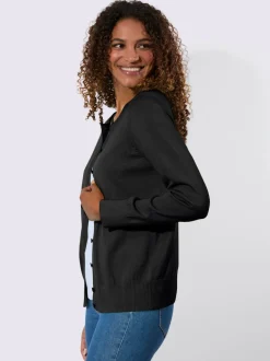 Cardigan en coton à encolure ronde et manches longues