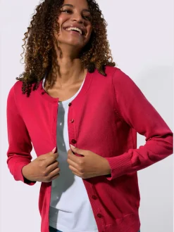 Cardigan en coton à encolure ronde et manches longues