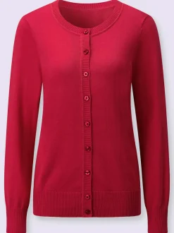 Cardigan en coton à encolure ronde et manches longues