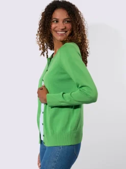 Cardigan en coton à encolure ronde et manches longues