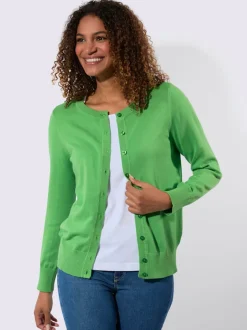 Cardigan en coton à encolure ronde et manches longues