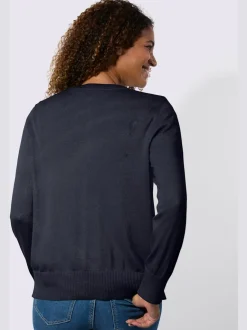Cardigan en coton à encolure ronde et manches longues