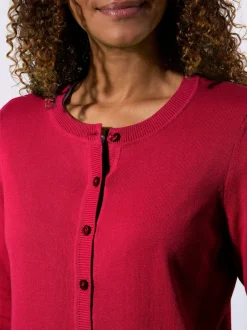Cardigan en coton à encolure ronde et manches longues