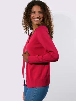 Cardigan en coton à encolure ronde et manches longues