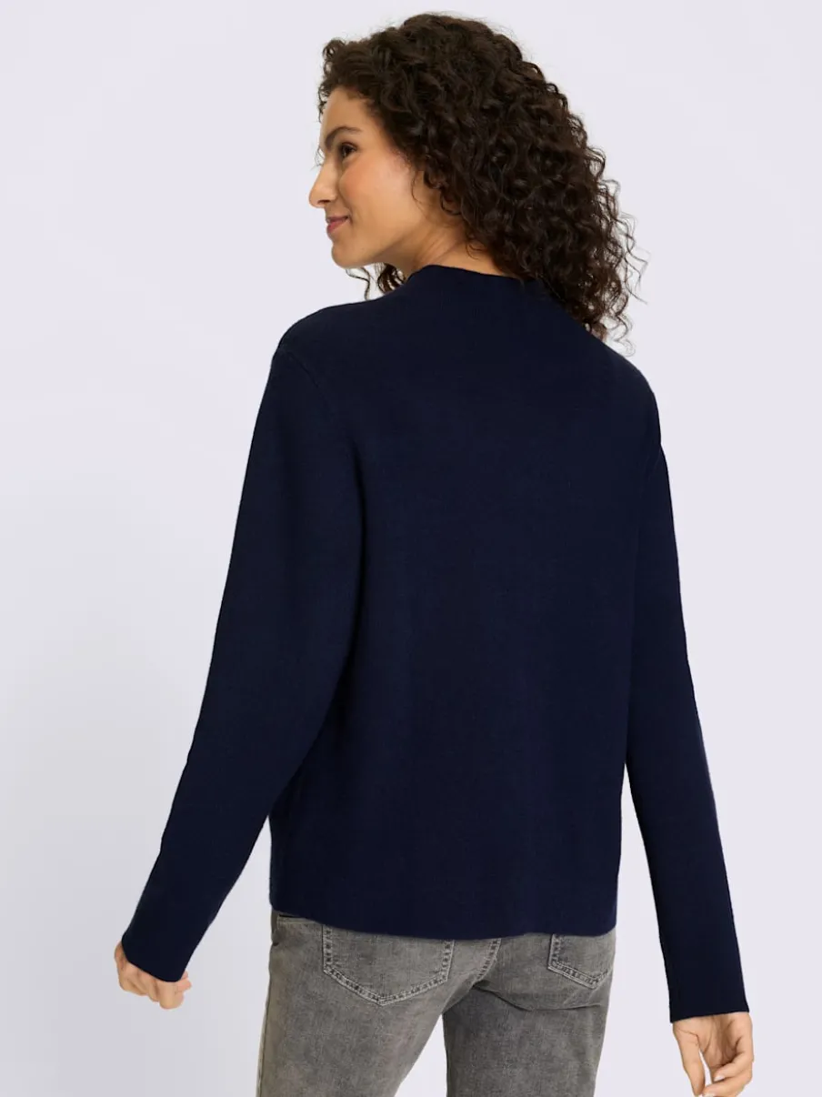 Cardigan en interlock avec col montant et fines manches