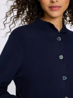 Cardigan en interlock avec col montant et fines manches