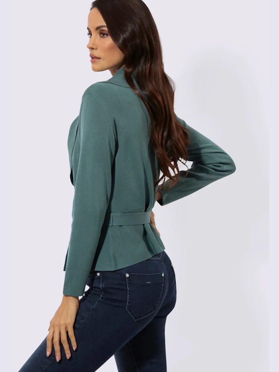Cardigan en mélange de lyocell avec col à revers et manches longues