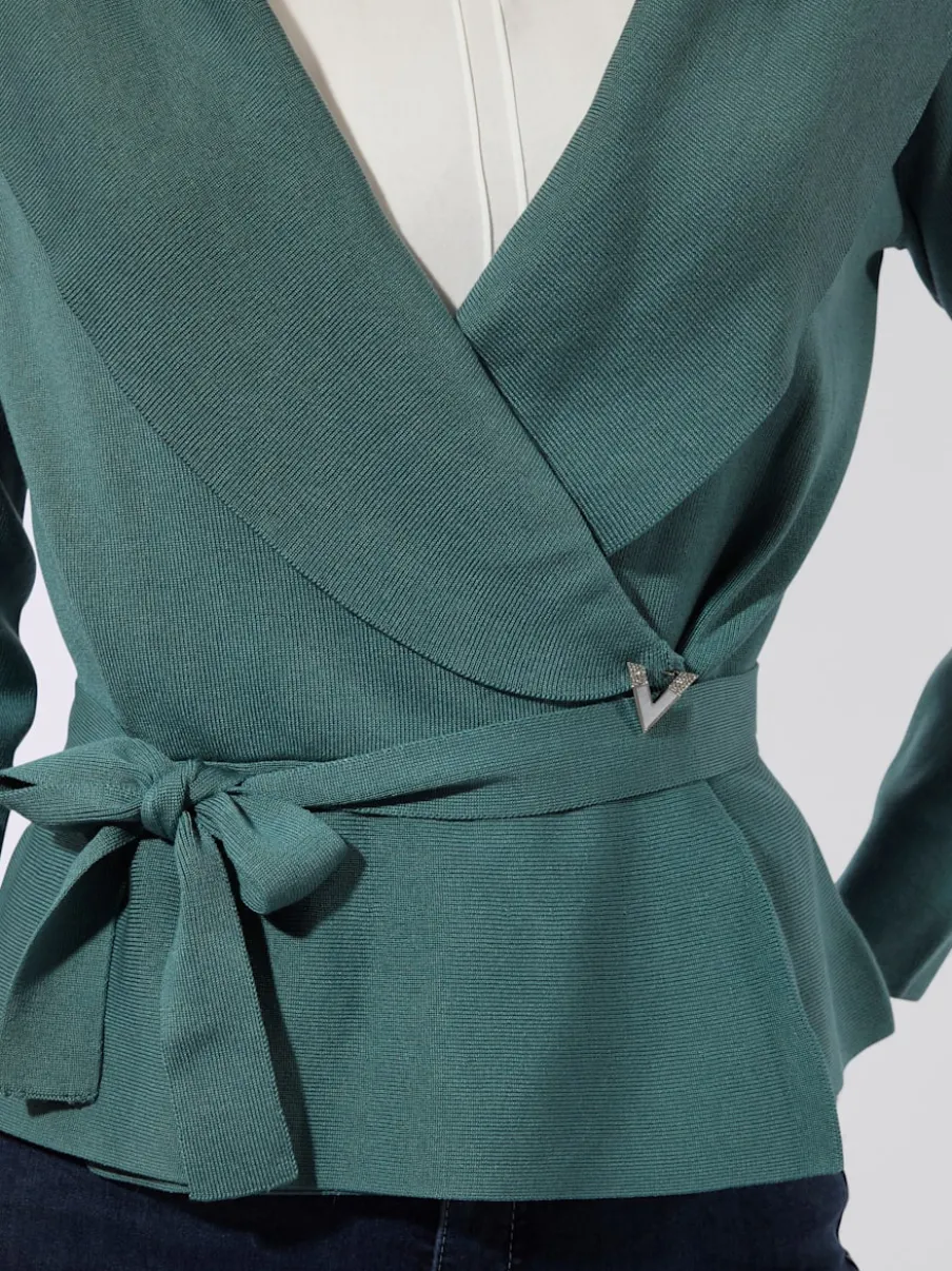 Cardigan en mélange de lyocell avec col à revers et manches longues
