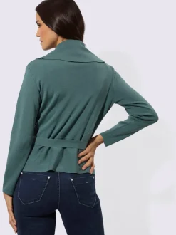 Cardigan en mélange de lyocell avec col à revers et manches longues