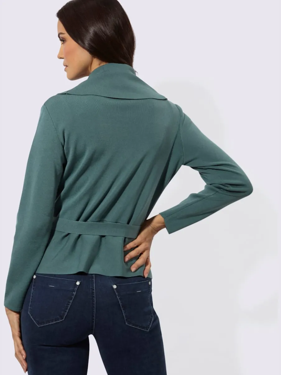 Cardigan en mélange de lyocell avec col à revers et manches longues