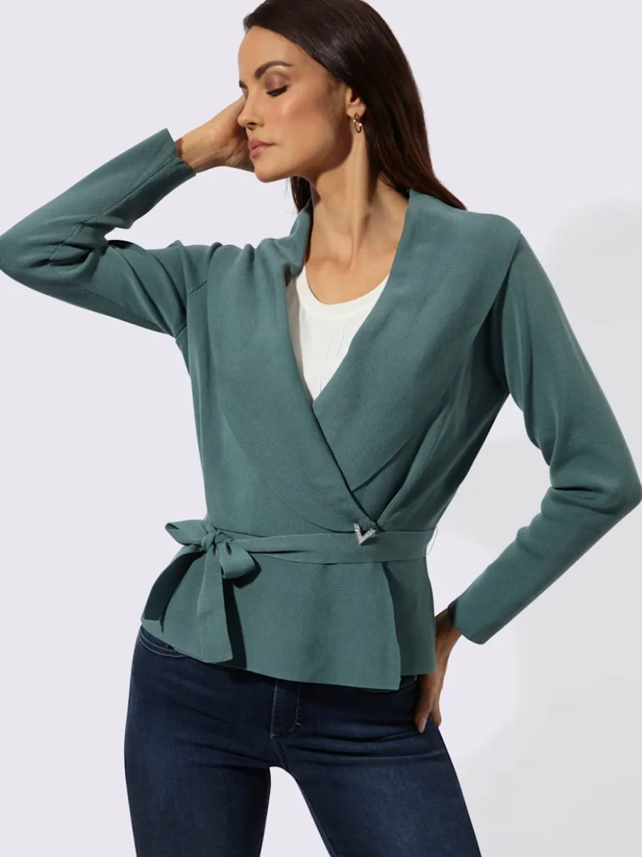 Cardigan en mélange de lyocell avec col à revers et manches longues