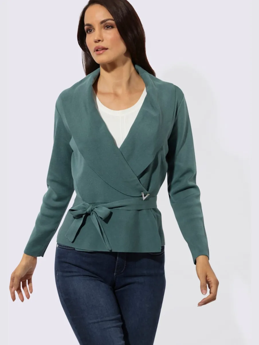 Cardigan en mélange de lyocell avec col à revers et manches longues