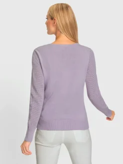 Cardigan en tricot ajouré avec manches longues zippé