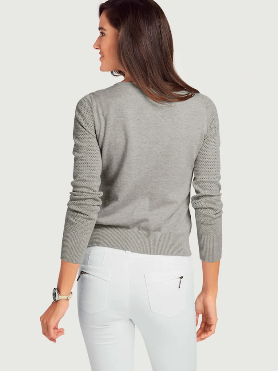 Cardigan en tricot ajouré avec manches longues zippé