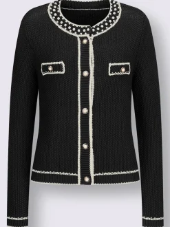 Cardigan en tricot avec col rond et manches longues à bords-côtes