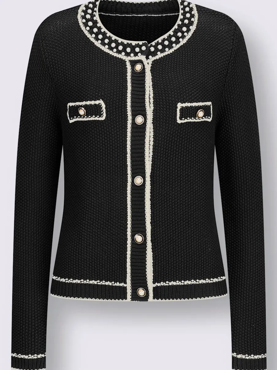 Cardigan en tricot avec col rond et manches longues à bords-côtes