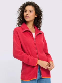 Cardigan en tricot à col montant et manches longues avec glissière sportive