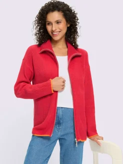 Cardigan en tricot à col montant et manches longues avec glissière sportive