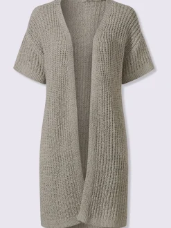 Cardigan long en tricot léger à manches courtes et coupe ouverte