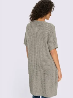 Cardigan long en tricot léger à manches courtes et coupe ouverte