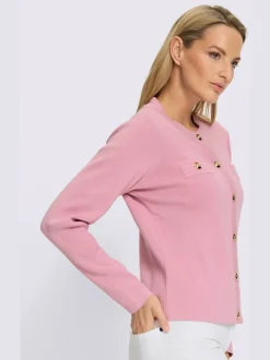 Cardigan à patte de boutonnage avec fausses poches décoratives