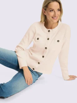 Cardigan à patte de boutonnage avec fausses poches décoratives