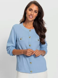 Cardigan à patte de boutonnage avec fausses poches décoratives