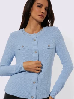 Cardigans en coton modal avec petites pierres brillantes