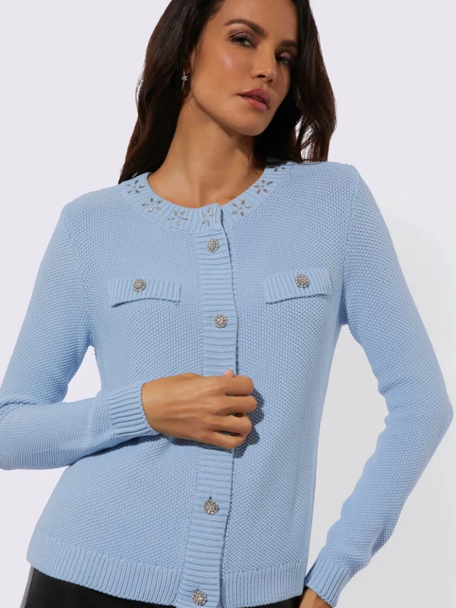 Cardigans en coton modal avec petites pierres brillantes