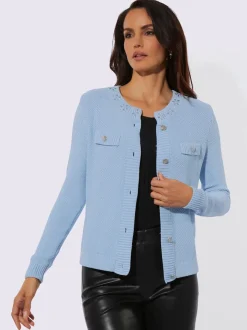 Cardigans en coton modal avec petites pierres brillantes
