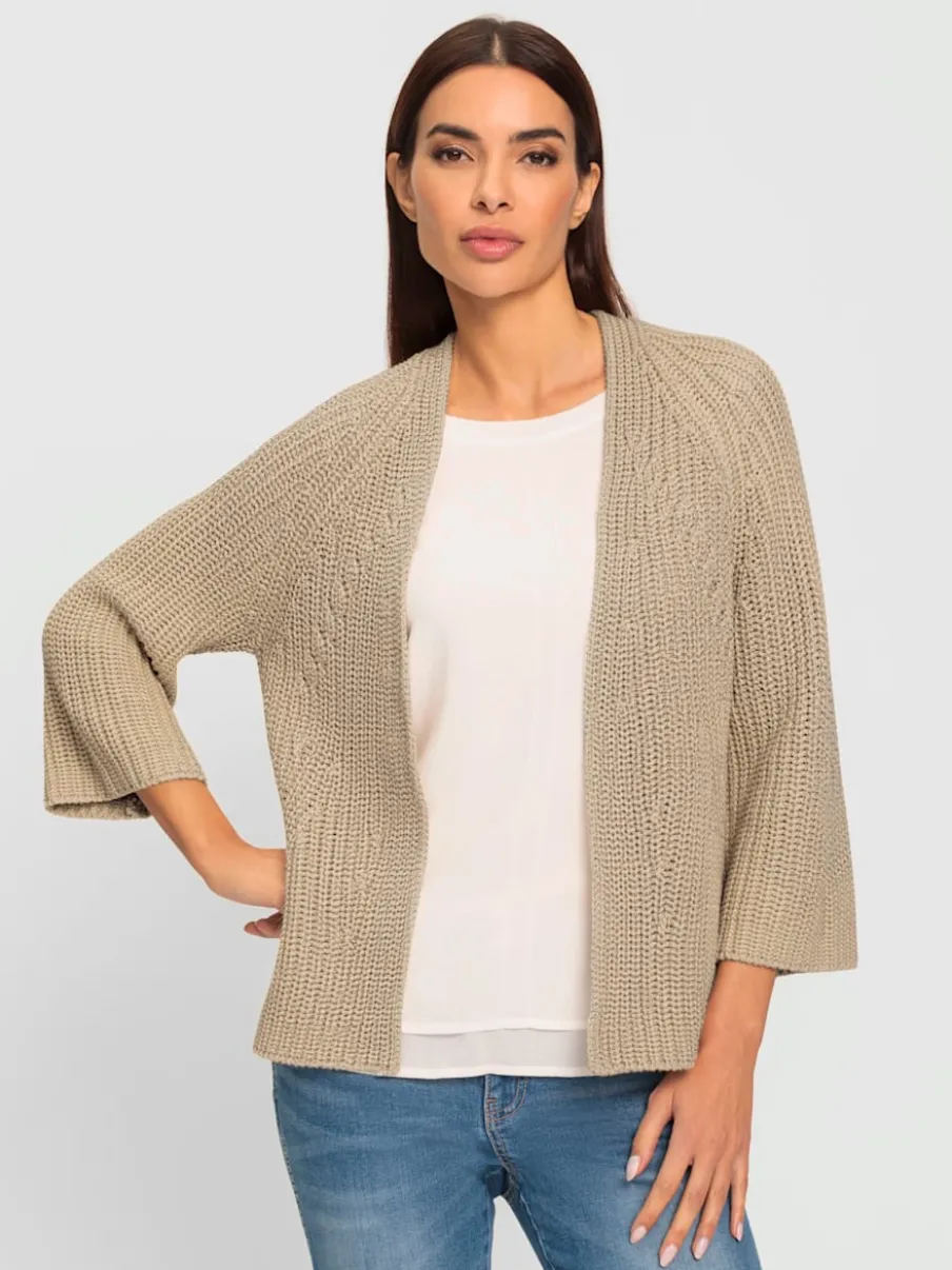 Cardigans en tricot à encolure en V manches 3/4