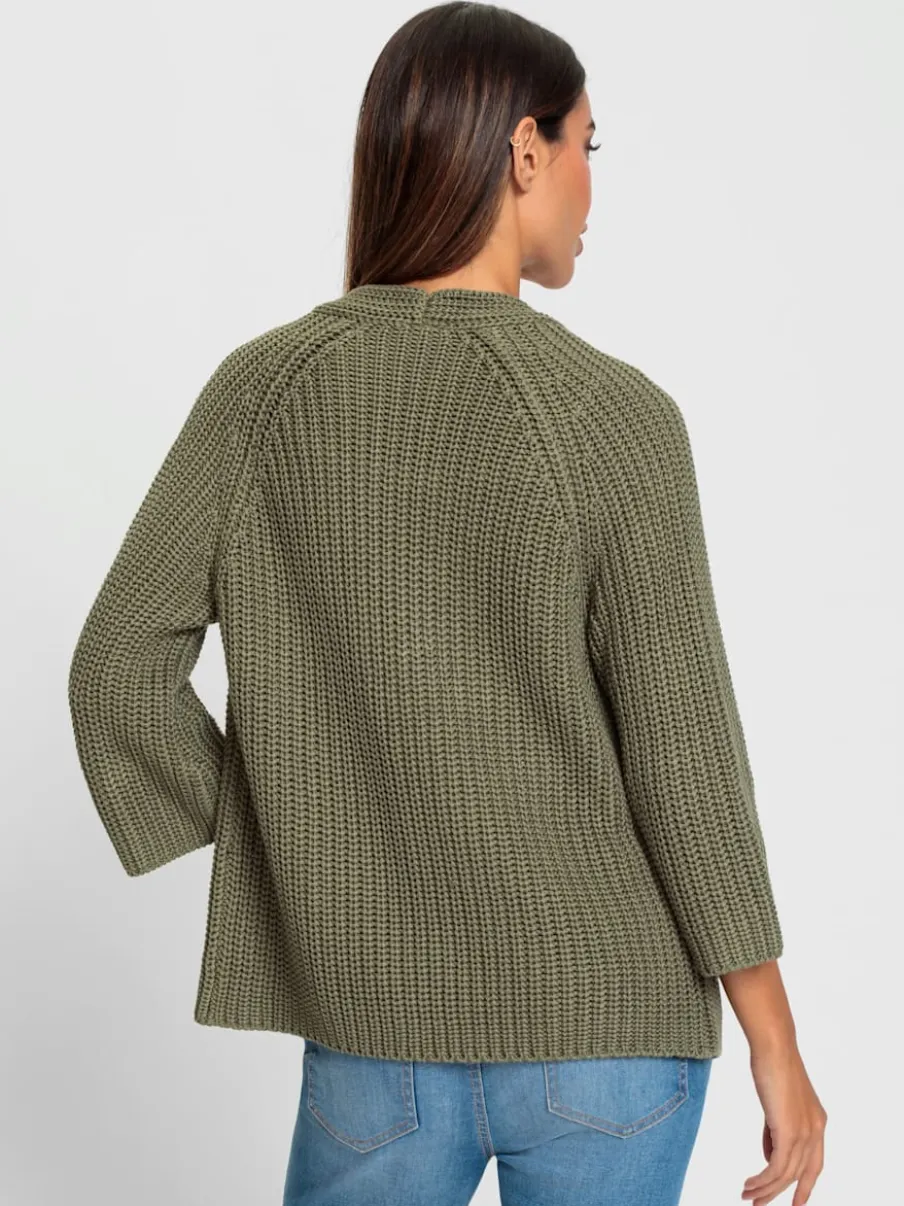 Cardigans en tricot à encolure en V manches 3/4