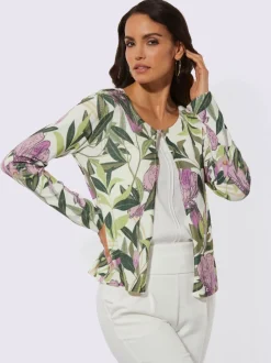 Cardigans à imprimé floral manches longues en tricot doux