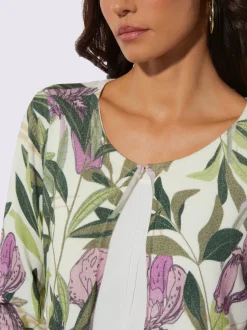 Cardigans à imprimé floral manches longues en tricot doux