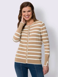 Cardigans à rayures col V manches longues avec boutons